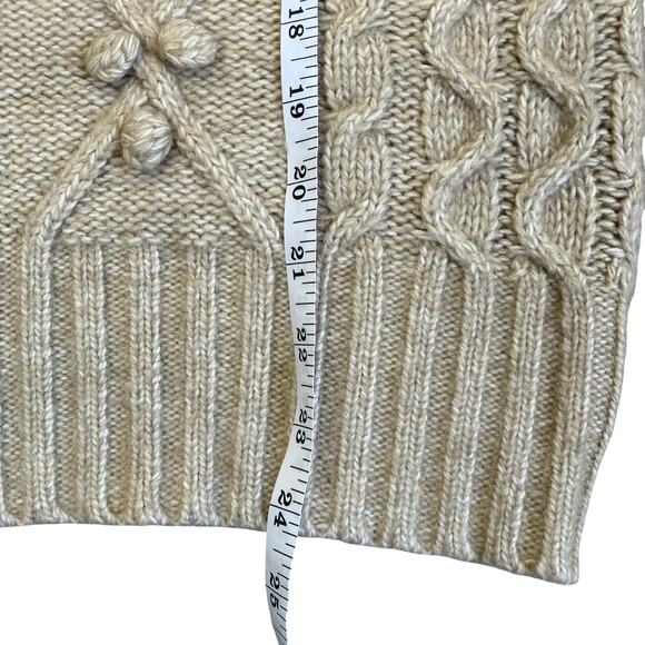 Cupcakes & Cashmere Sz XL Mock Neck Cable Knit Sweater Bobbles Heathered Oatmeal - Picture 14 of 16